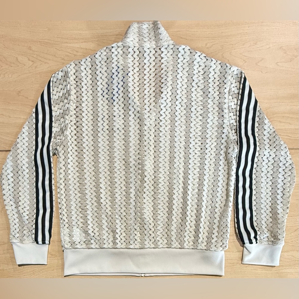 adidas Originals Cream Mesh Bomber Jacket with Black Stripes - Picture 10 of 15